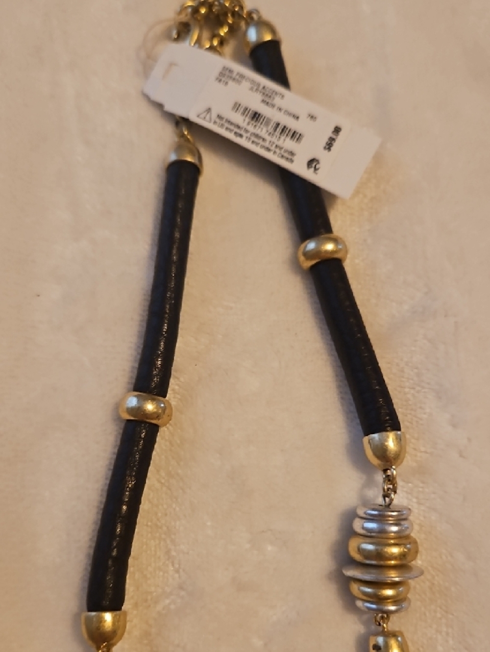 Lucky Brand Gold-Tone Beaded Necklace with Rust Tassels - Picture 4 of 8